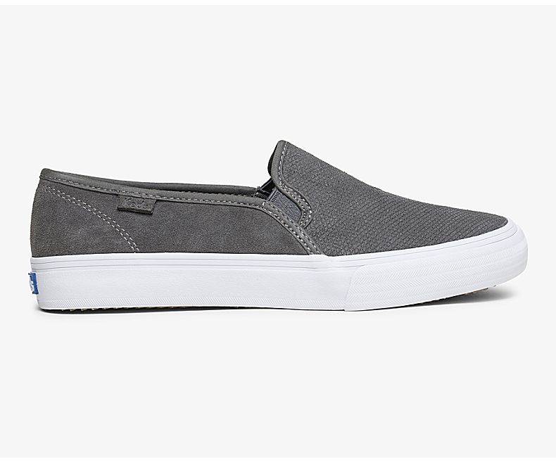 Keds Womens Dark Grey Slip On Shoes - Keds Double Decker Suede Fall 872UCBLQJ